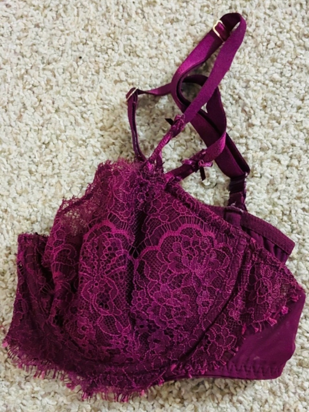 Victoria's Secret Lace Longline Bralette in Berry